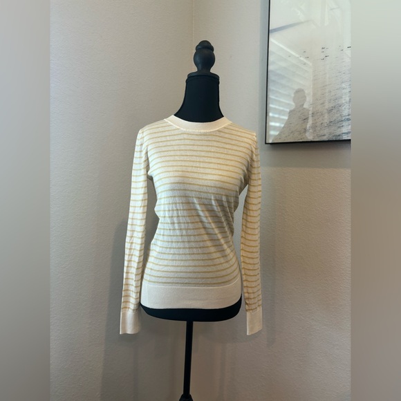 Banana Republic Sweaters - Banana Republic White and Yellow Striped Thin Sweater (XS)
